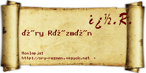 Őry Rézmán névjegykártya